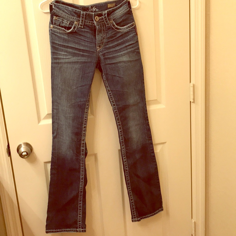 Silver bootcut blue jeans